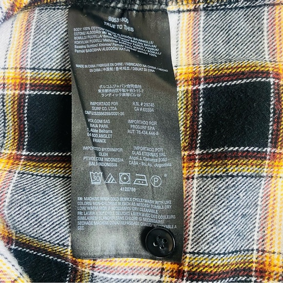 Volcom Black Getting Rad Plaid Button Up Shirt Size M - Picture 6 of 6